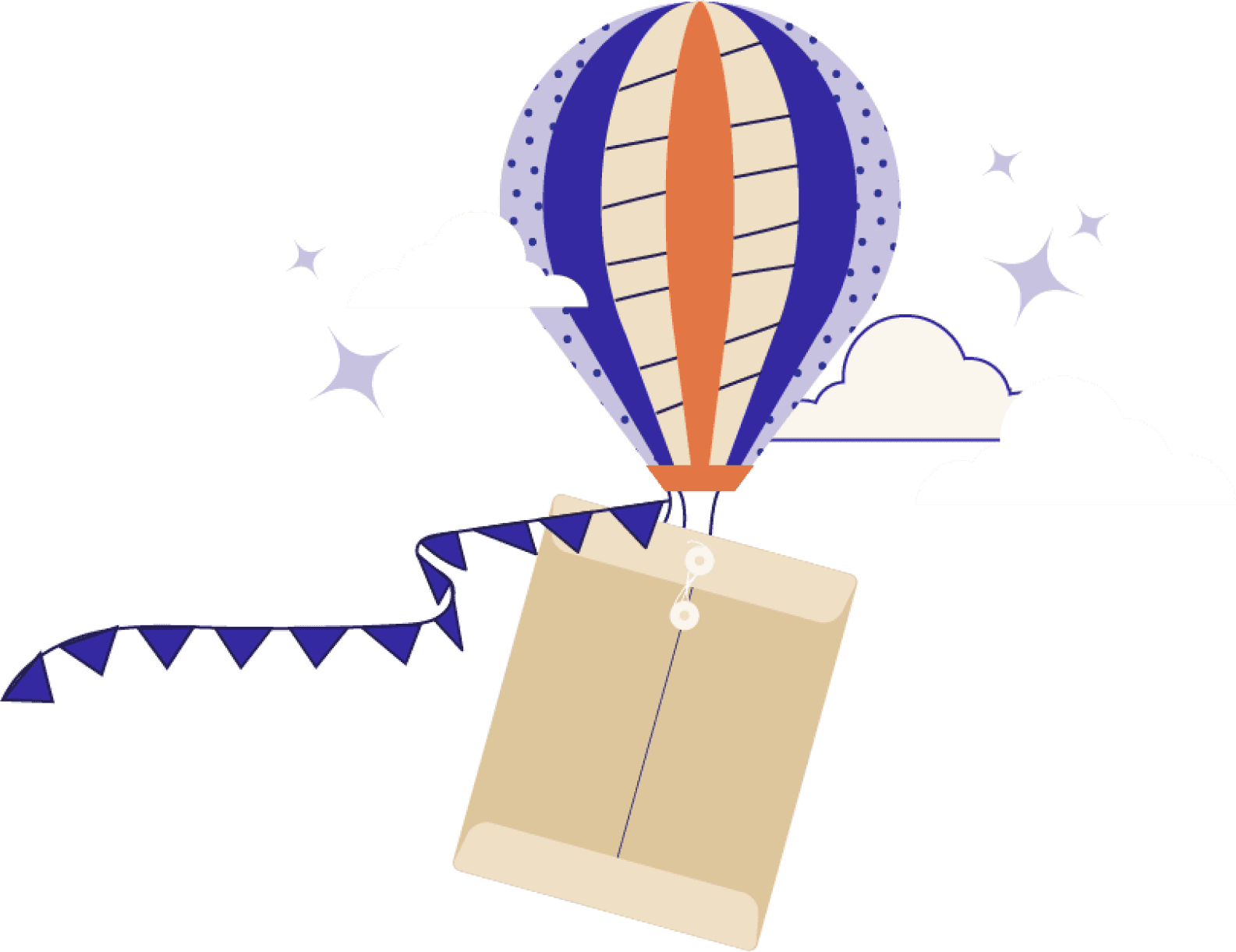 Balloon carrying document in folder