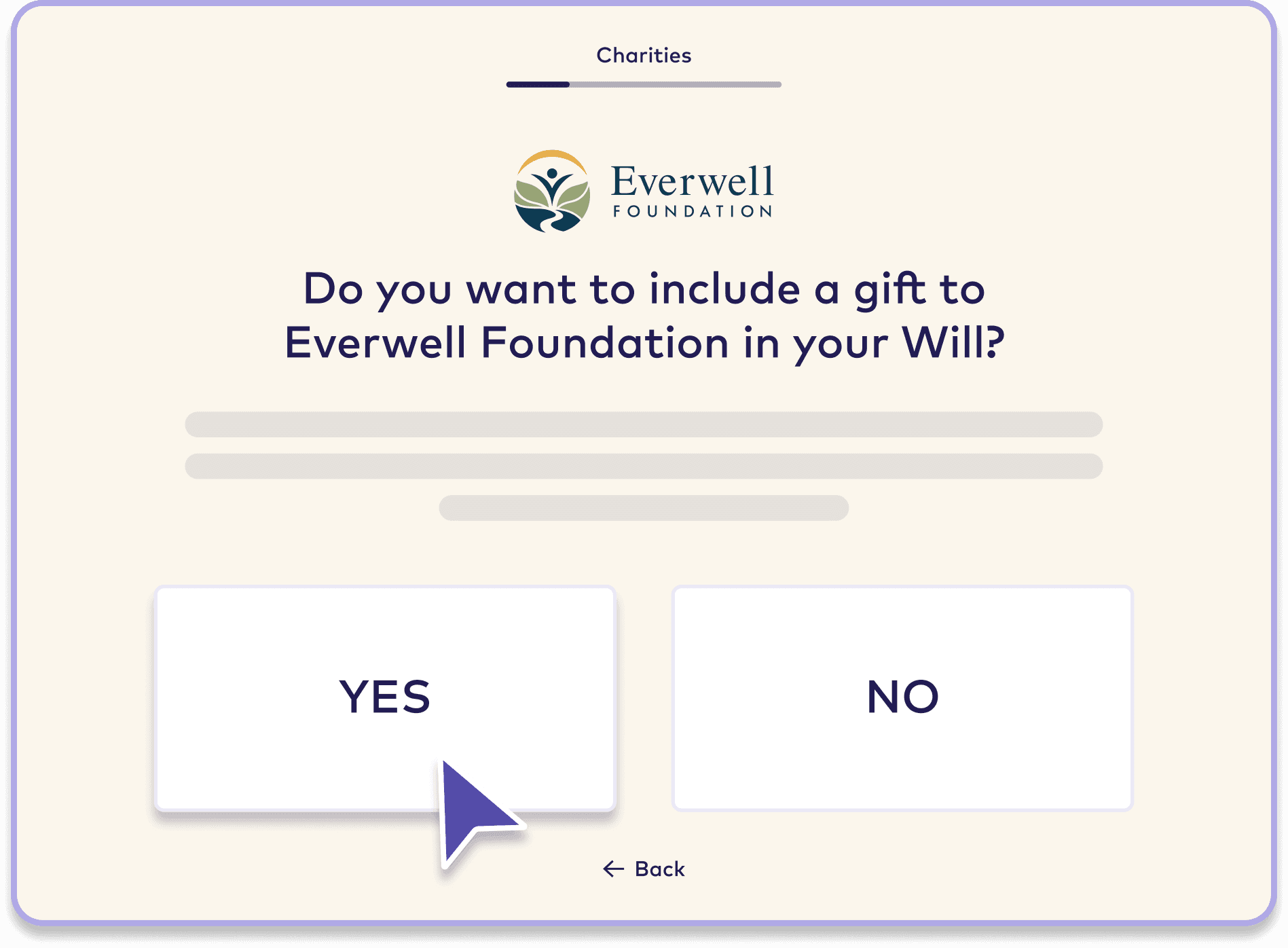 Epilogue for Charities custom journey screenshot