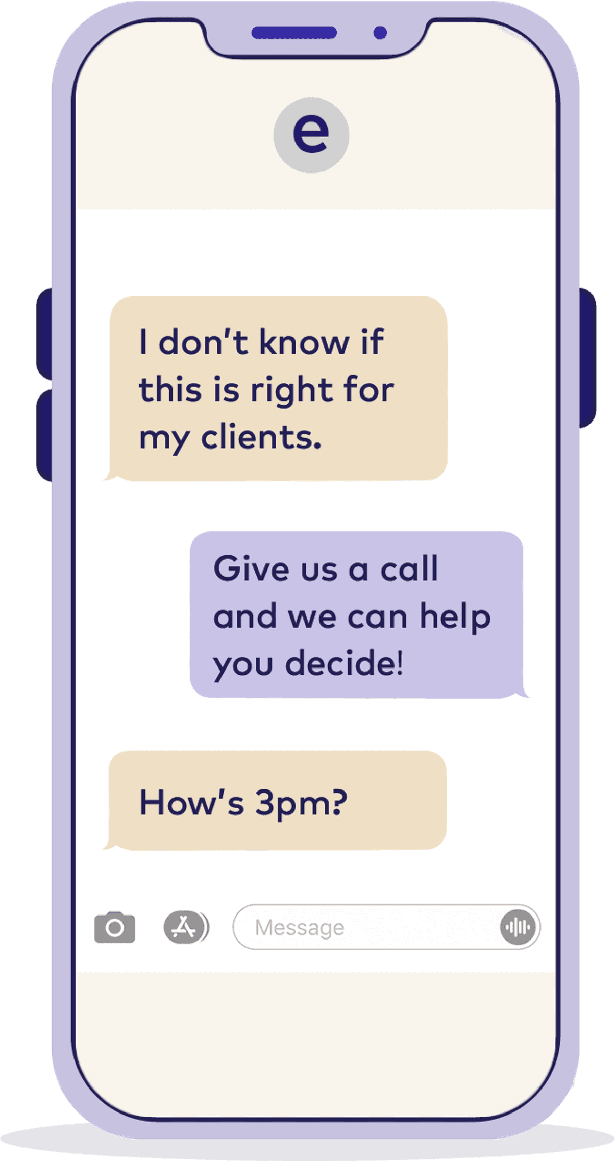 Illustration of phone with text messages on it